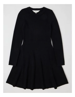 Knitted Skater Dress in Black
