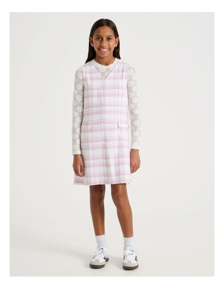 Check Pinafore and Lace Top in Pink image 1