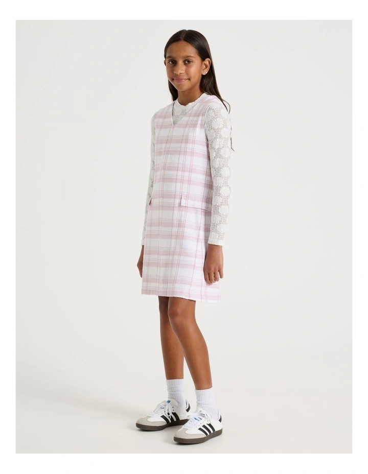 Check Pinafore and Lace Top in Pink image 3