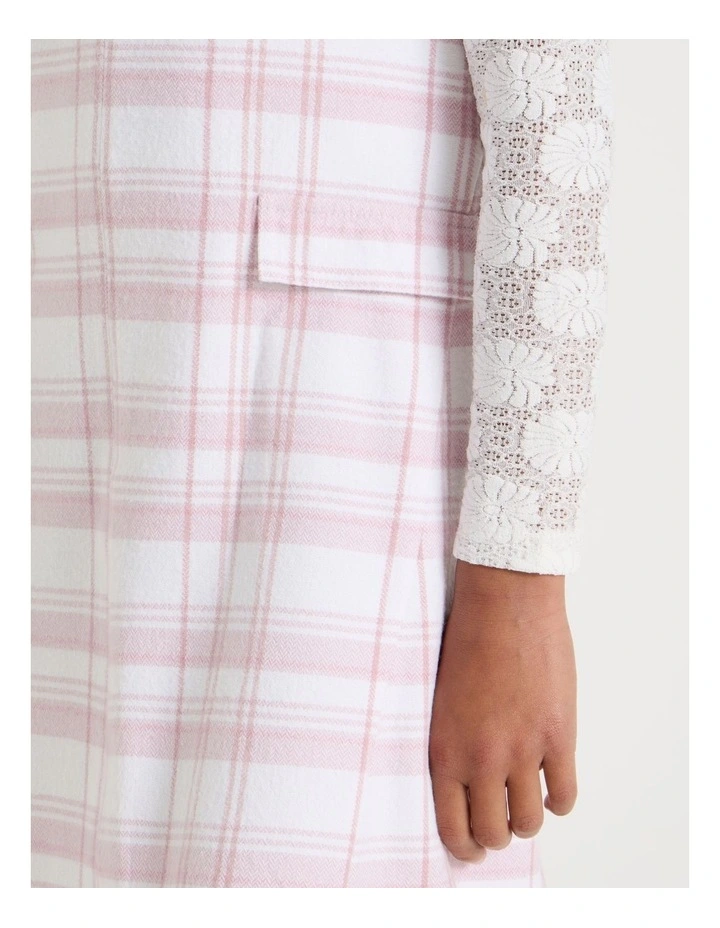 Check Pinafore and Lace Top in Pink image 4
