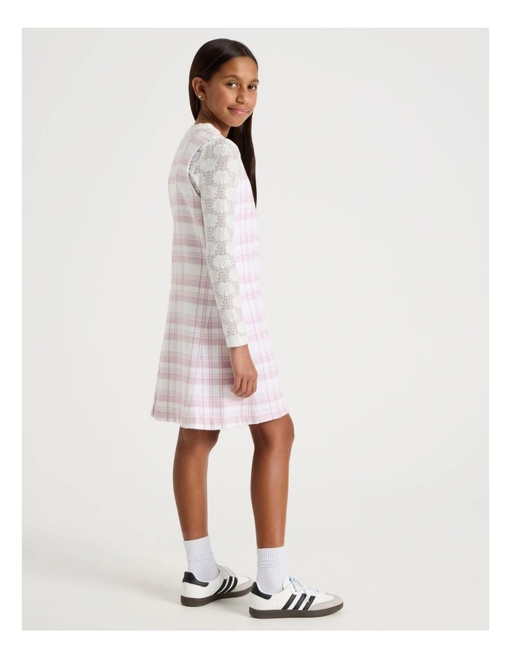 Check Pinafore and Lace Top in Pink image 5