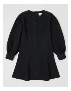 Puff Sleeve Mini Dress in Black