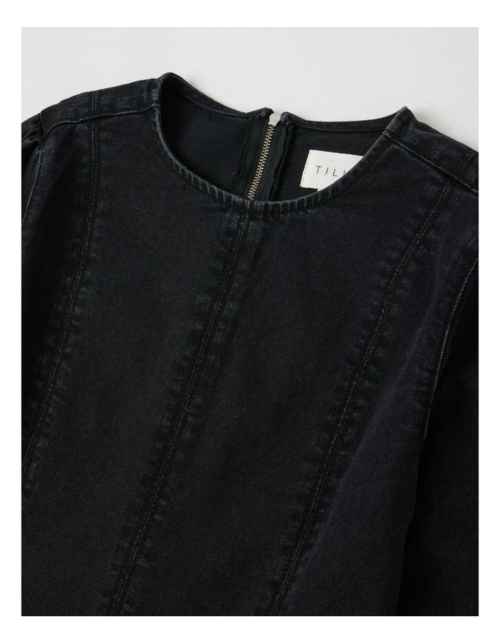 Puff Sleeve Mini Dress in Black image 2