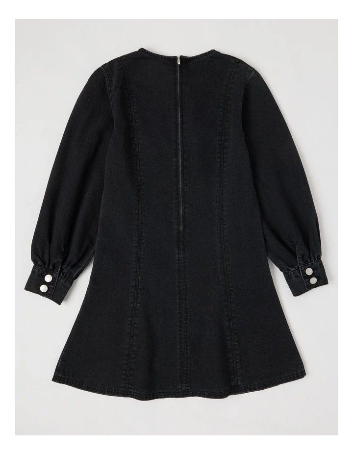 Puff Sleeve Mini Dress in Black image 3