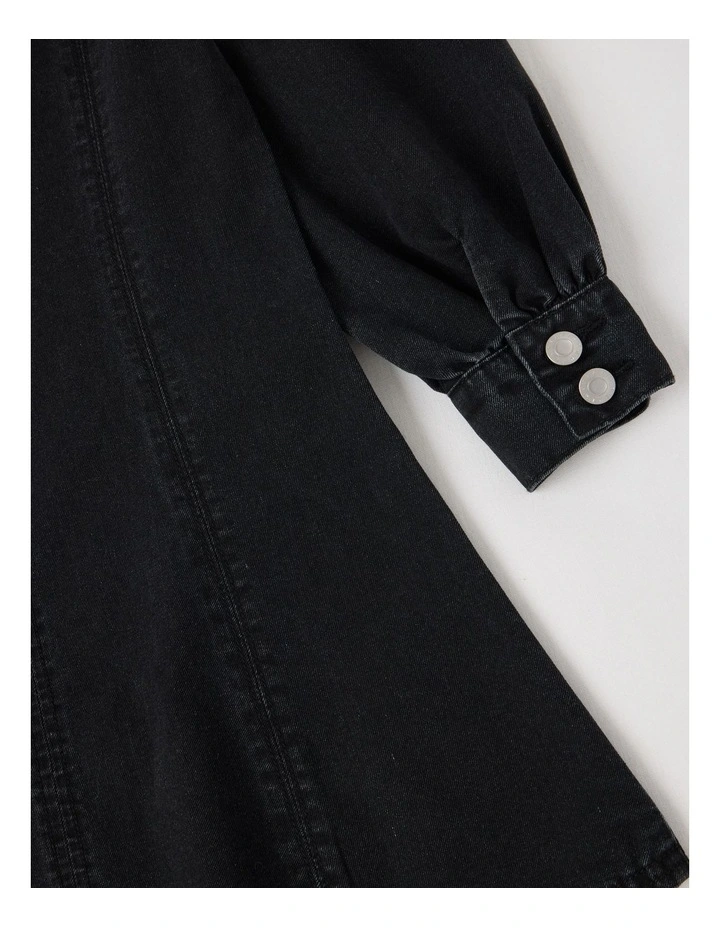 Puff Sleeve Mini Dress in Black image 4