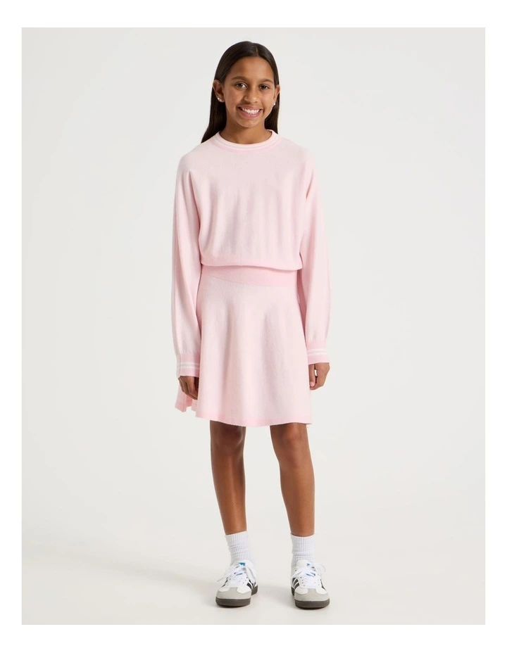 Puff Sleeve Knitted Dress in Pink image 1