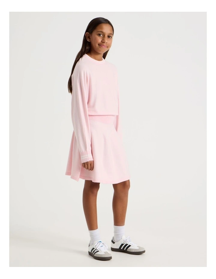 Puff Sleeve Knitted Dress in Pink image 3