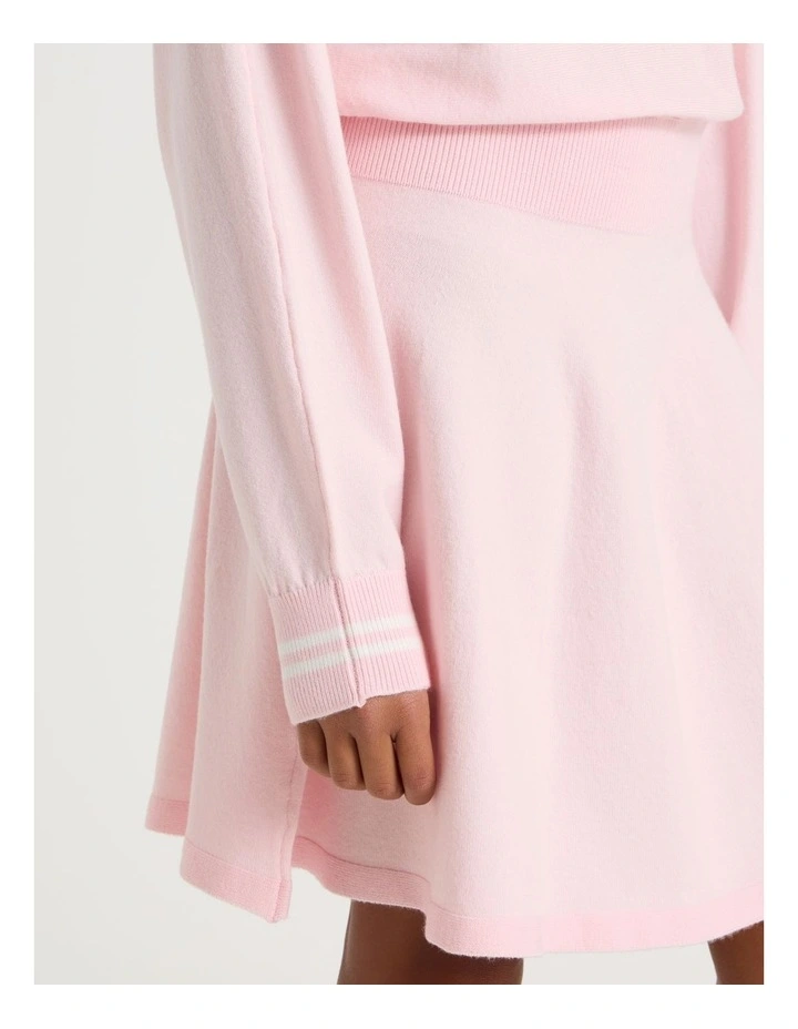 Puff Sleeve Knitted Dress in Pink image 4