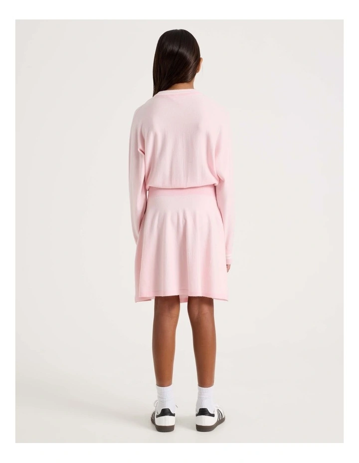 Puff Sleeve Knitted Dress in Pink image 5