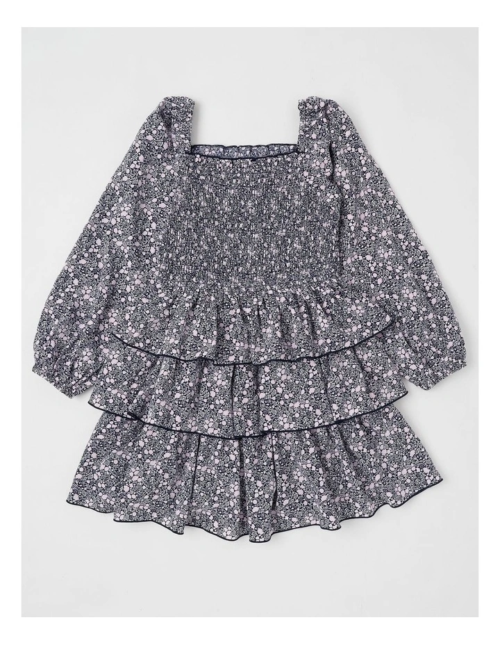 Shirred Bodice Dress In Navy image 1