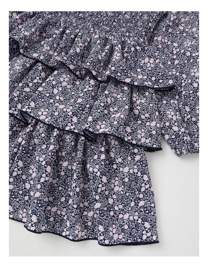 Shirred Bodice Dress In Navy image 4