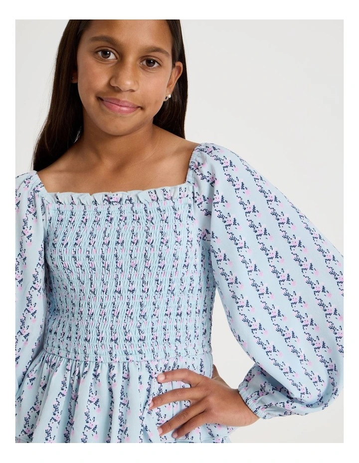 Shirred Bodice Dress In Pink image 2