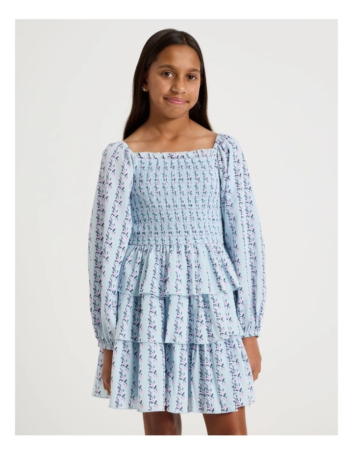 Shirred Bodice Dress In Pink image 4