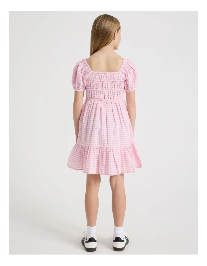 Puff Gingham Sleeve Dress in Light Pink image 6