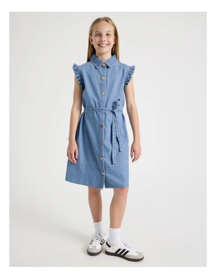 Denim Button Through Dress in Denim image 1