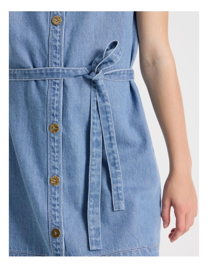 Denim Button Through Dress in Denim image 4