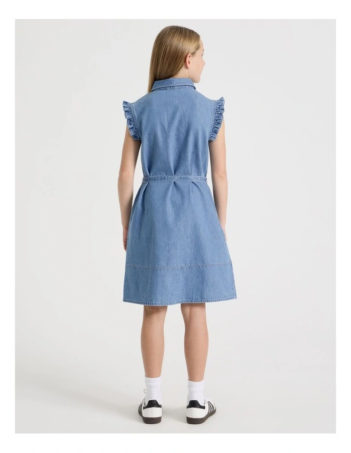Denim Button Through Dress in Denim image 6