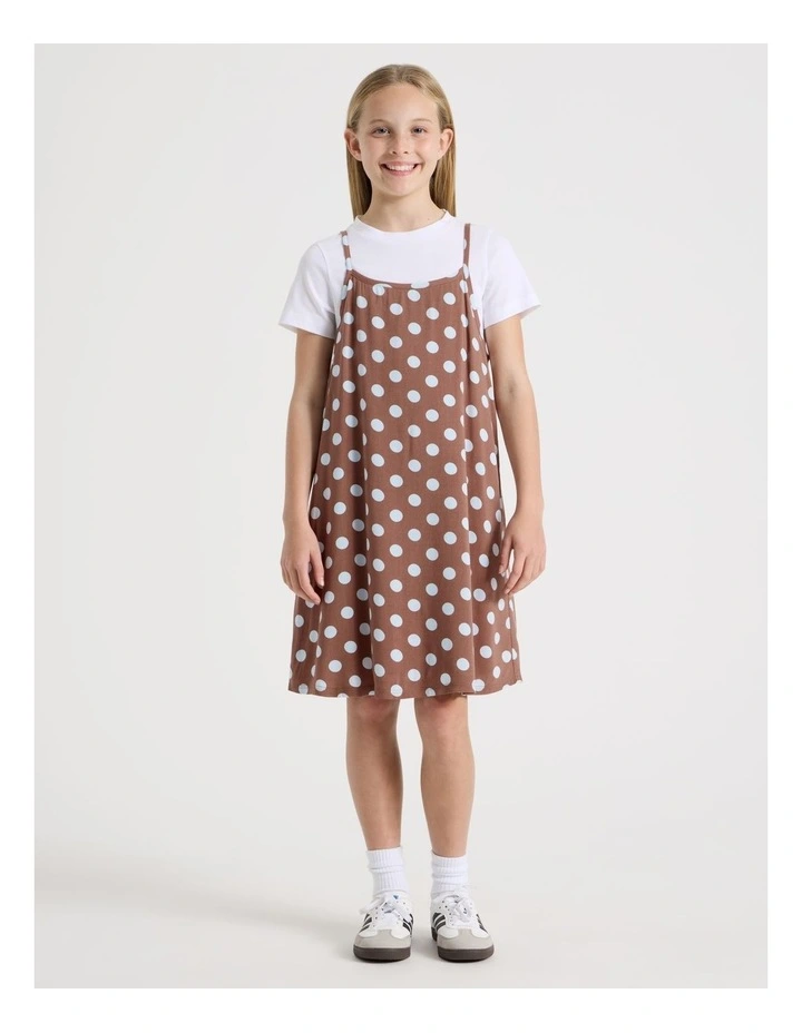 Shift Dress & Tee Set in Brown Spot image 1