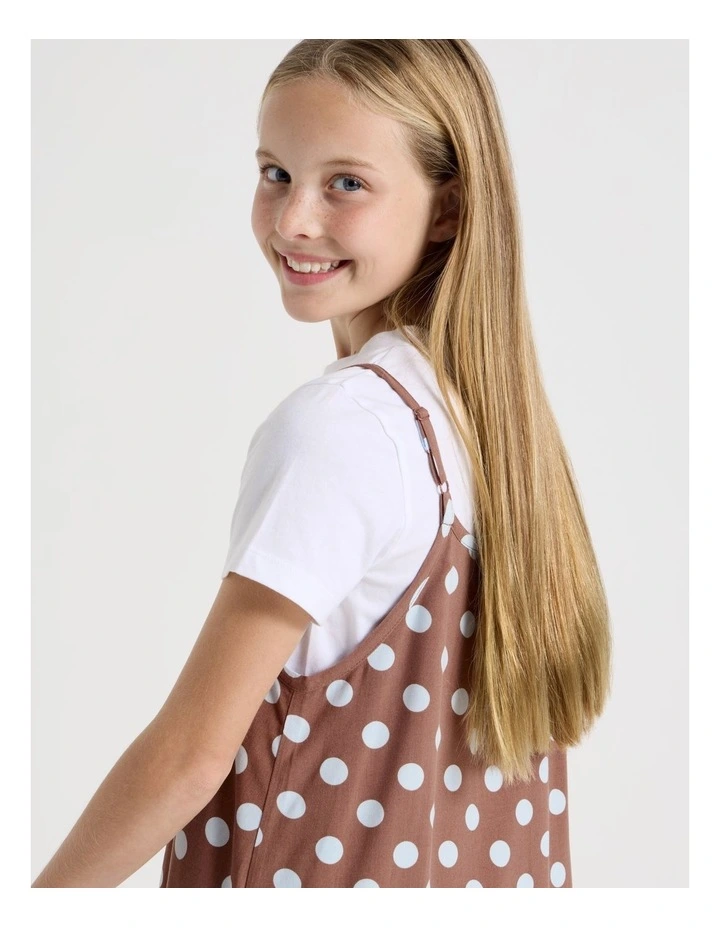 Shift Dress & Tee Set in Brown Spot image 4