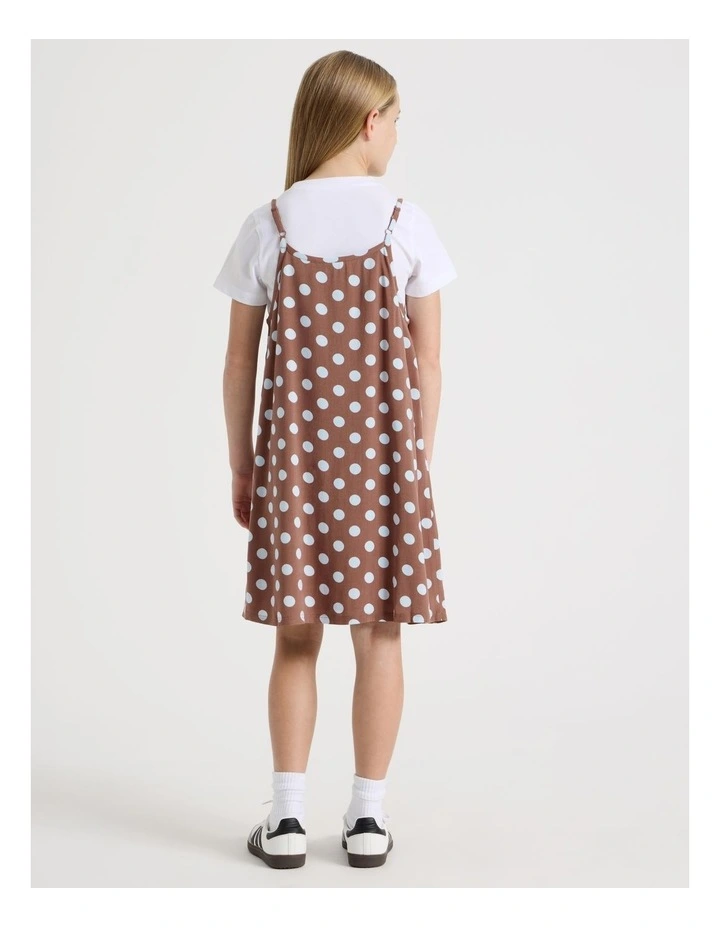 Shift Dress & Tee Set in Brown Spot image 5