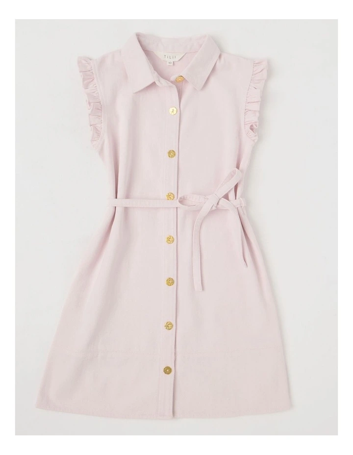 Denim Button Through Dress in Pink image 1