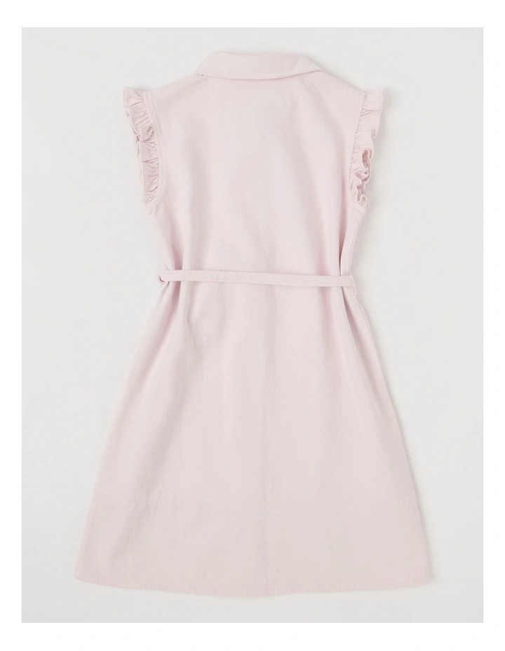 Denim Button Through Dress in Pink image 3