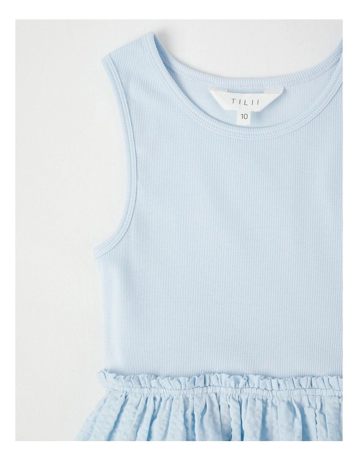 Rib Tank Seersucker Dress in Light Blue image 2