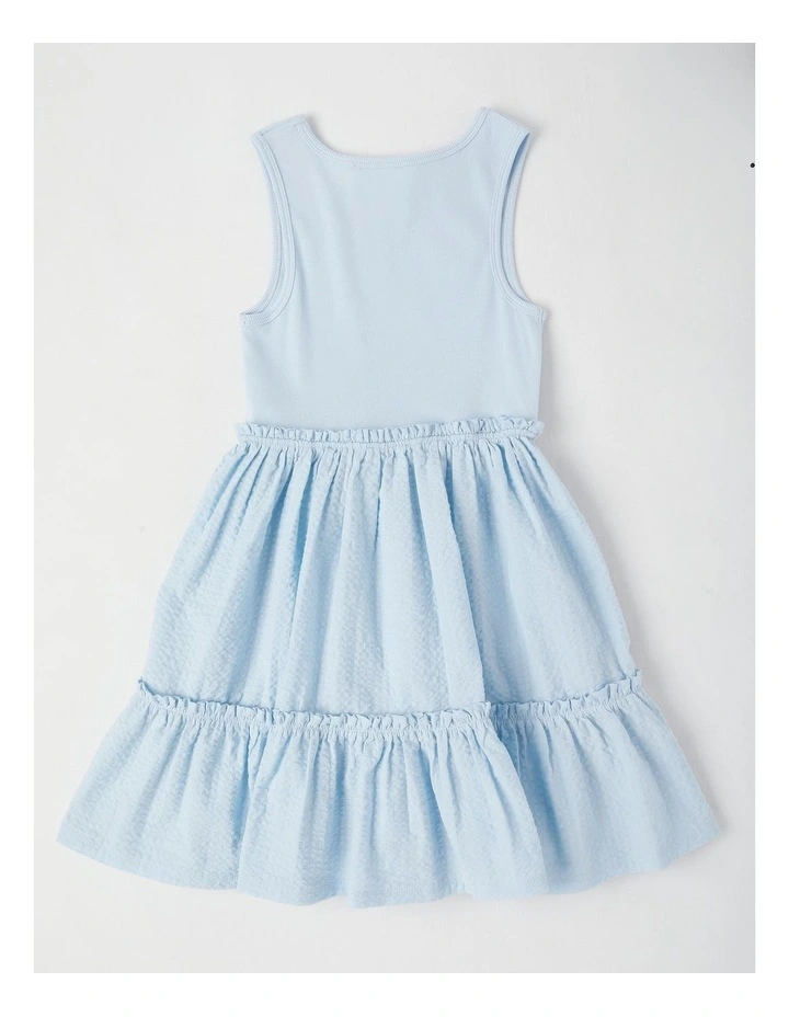 Rib Tank Seersucker Dress in Light Blue image 3