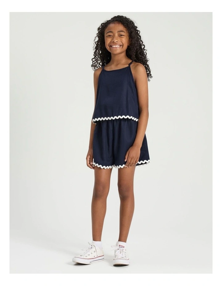 Lyocell Playsuit with Ric Rac in Navy image 1