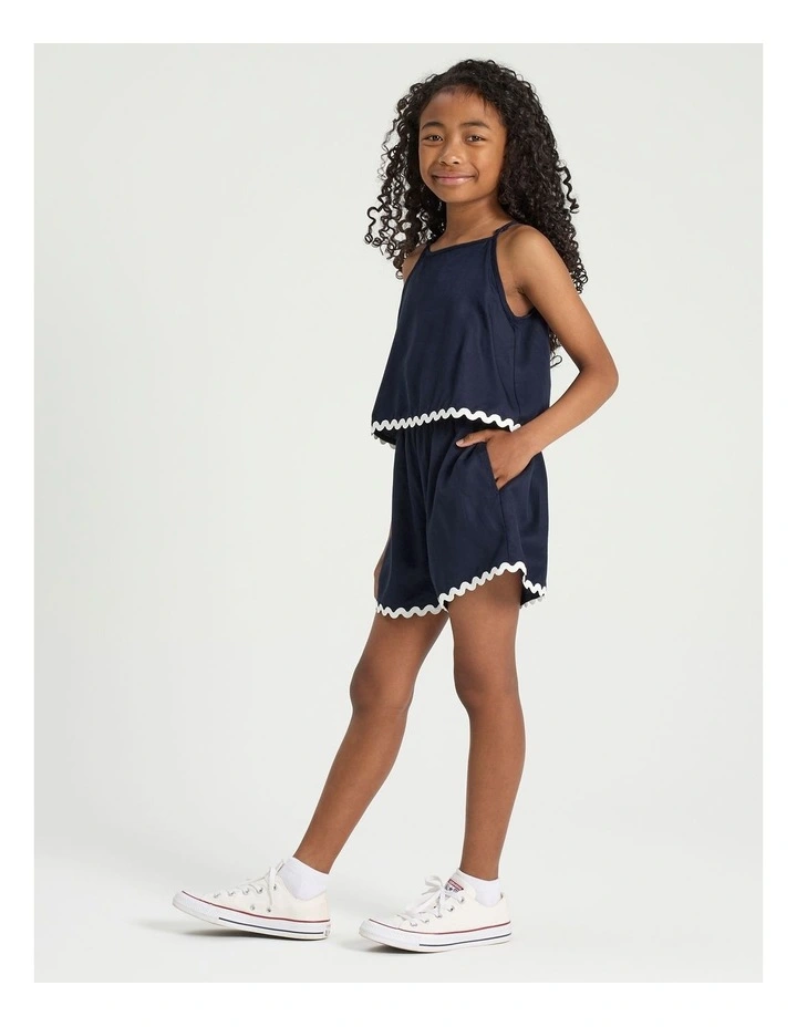 Lyocell Playsuit with Ric Rac in Navy image 2
