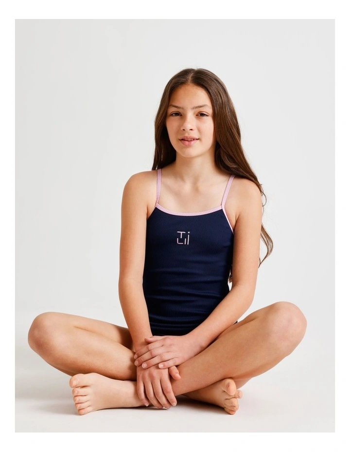 Textured Micro Rib One Piece in Navy image 1