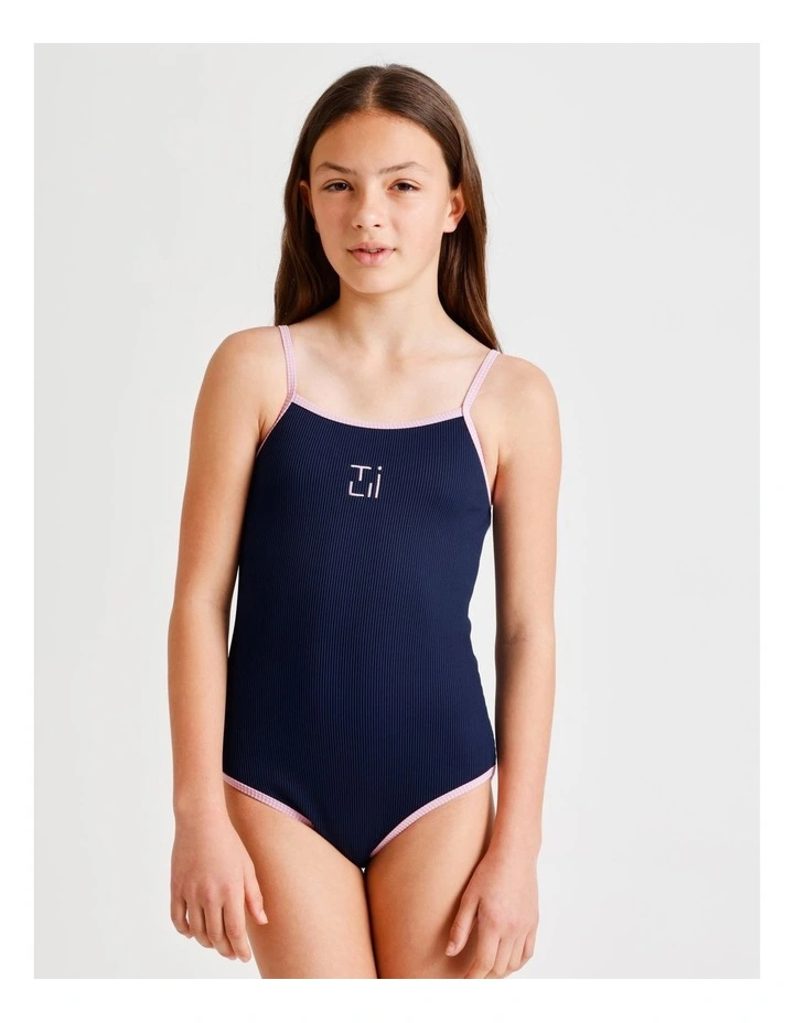 Textured Micro Rib One Piece in Navy image 2