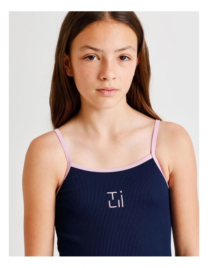 Textured Micro Rib One Piece in Navy image 3