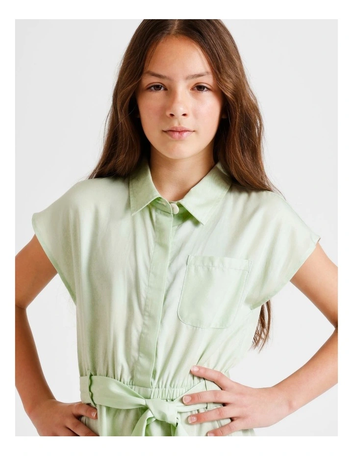 Short Sleeve Lyocell Boiler Playsuit in Sage image 4