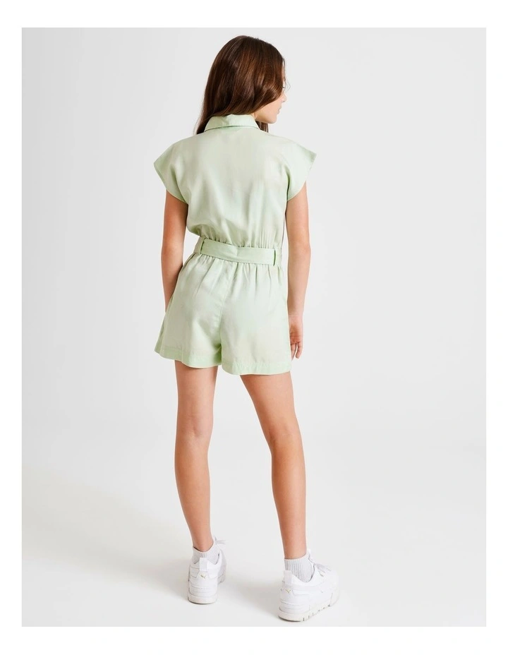 Short Sleeve Lyocell Boiler Playsuit in Sage image 6