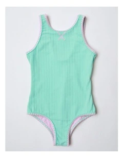Sleeveless Scoop Back Tank One Piece in Wide Rib Terry in Mint