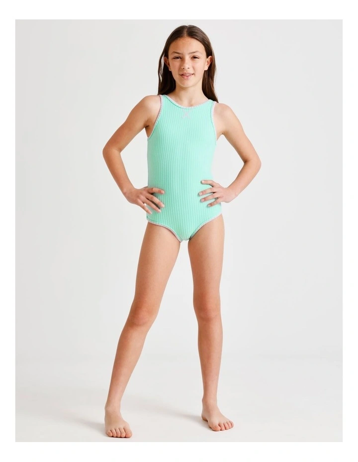 Sleeveless Scoop Back Tank One Piece in Wide Rib Terry in Mint image 3