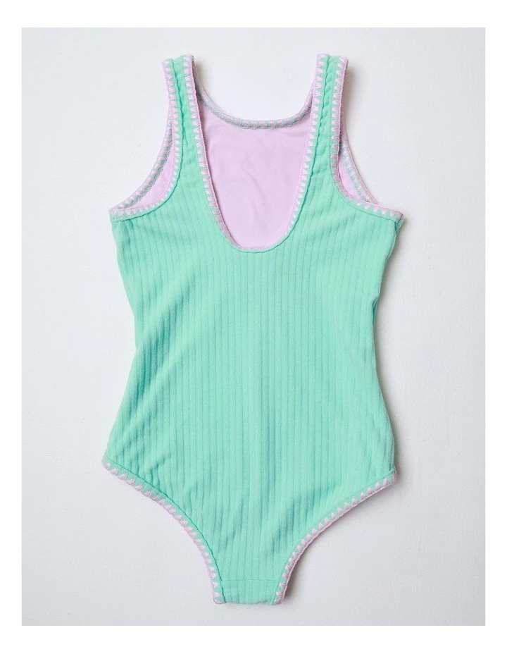 Sleeveless Scoop Back Tank One Piece in Wide Rib Terry in Mint image 3