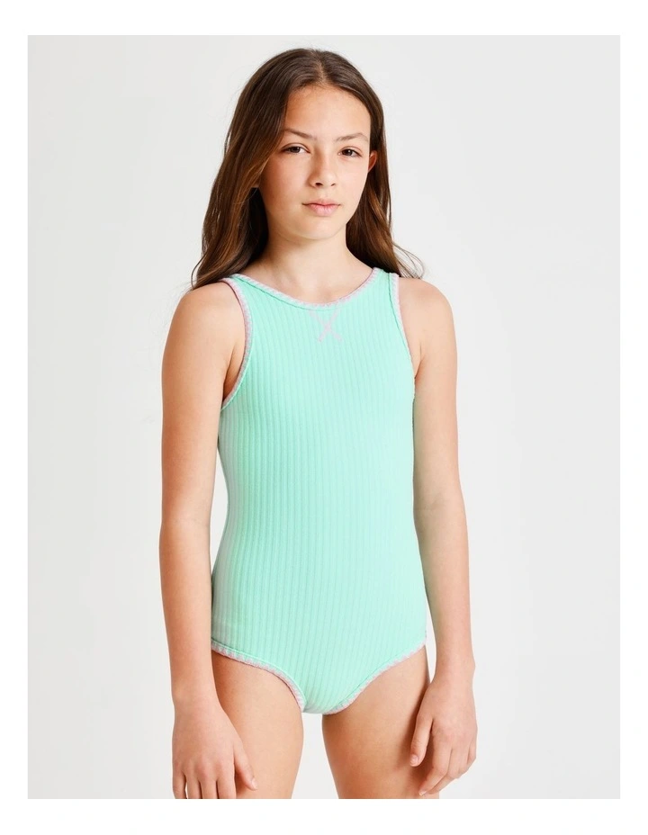 Sleeveless Scoop Back Tank One Piece in Wide Rib Terry in Mint image 4