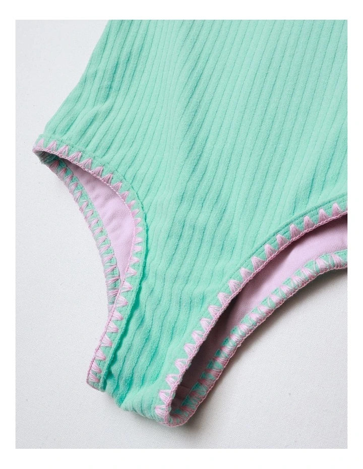 Sleeveless Scoop Back Tank One Piece in Wide Rib Terry in Mint image 4