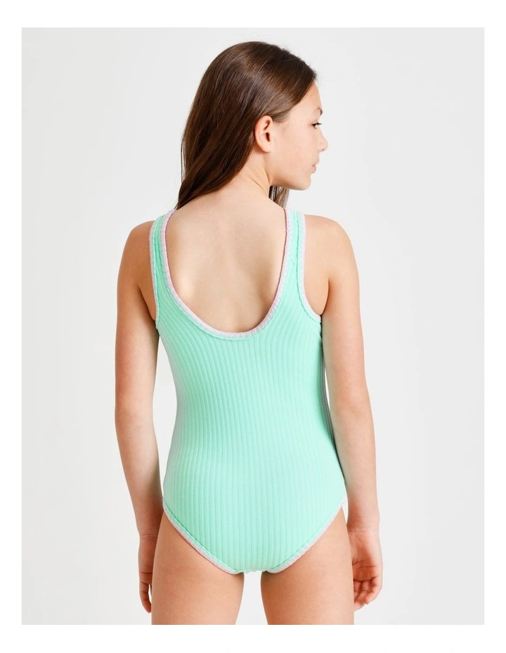 Sleeveless Scoop Back Tank One Piece in Wide Rib Terry in Mint image 5