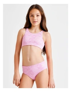 Sleeveless Reversible Bikini in Textured Floral, Gingham and Pink