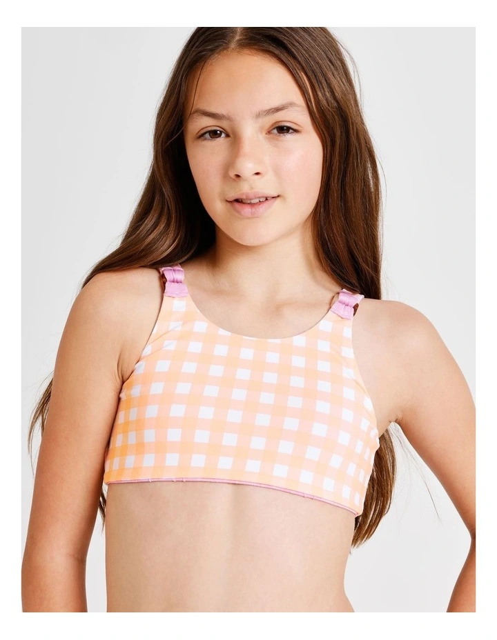 Sleeveless Reversible Bikini in Textured Floral, Gingham and Pink image 5