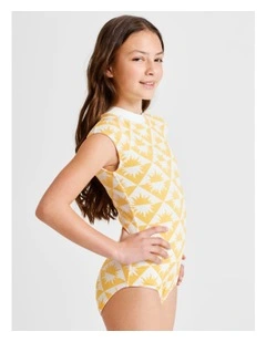 Sleeveless Extended Shoulder Tank One Piece in Yellow