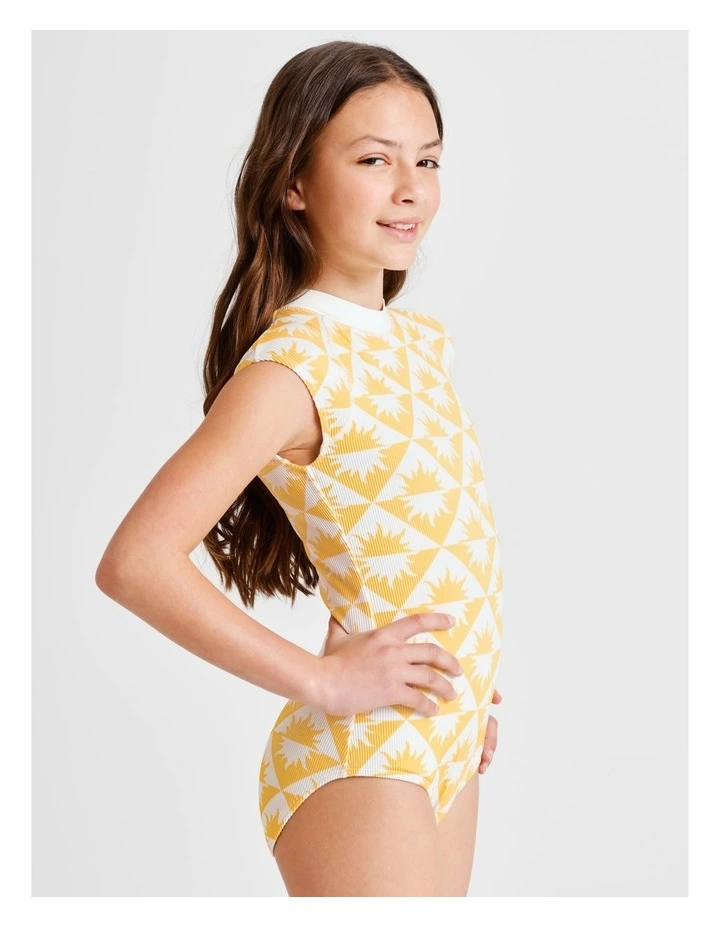 Sleeveless Extended Shoulder Tank One Piece in Yellow image 1