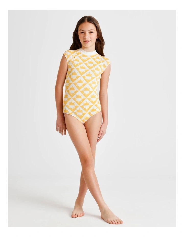 Sleeveless Extended Shoulder Tank One Piece in Yellow image 2