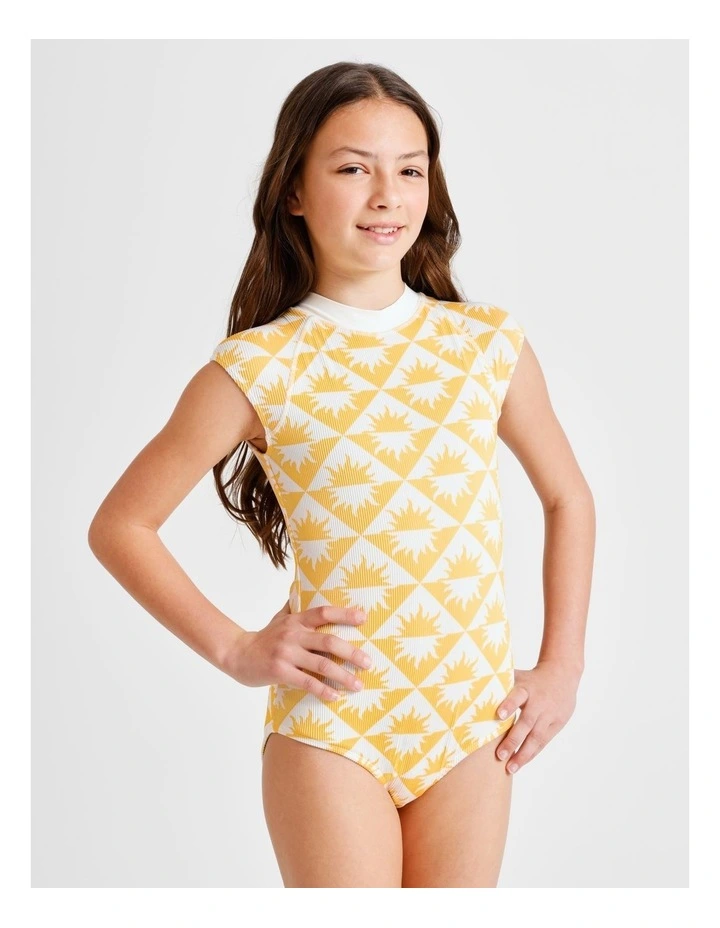 Sleeveless Extended Shoulder Tank One Piece in Yellow image 3