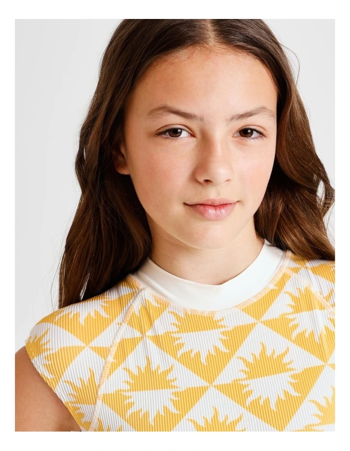 Sleeveless Extended Shoulder Tank One Piece in Yellow image 4