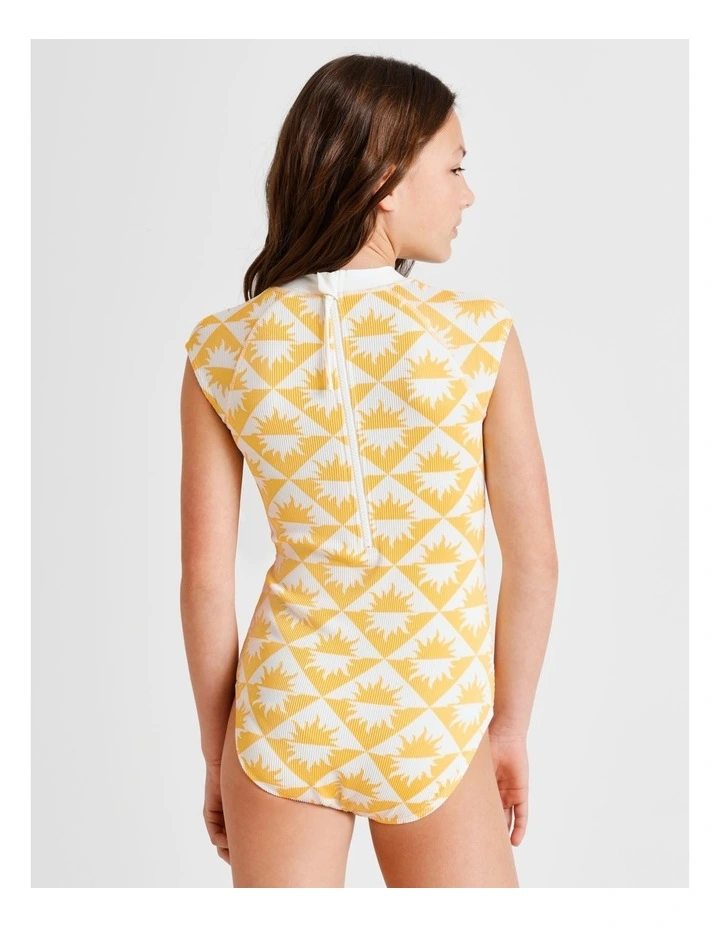 Sleeveless Extended Shoulder Tank One Piece in Yellow image 5