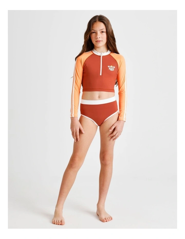 Long Sleeve 1/4 Zip Rashvest and Brief in Orange and Sage image 2